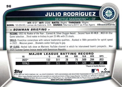 2023 Bowman Julio Rodri­guez #96 Seattle Mariners