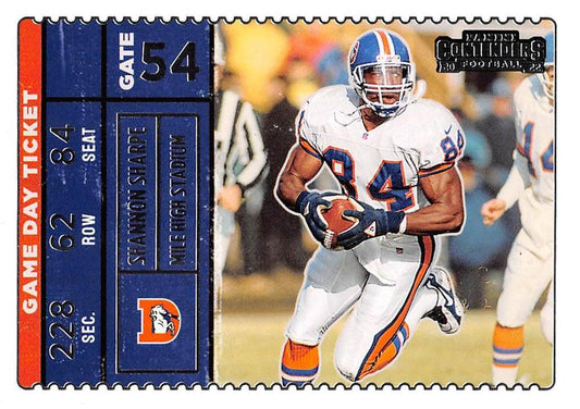 2022 Panini Contenders Game Day Ticket Shannon Sharpe  GDT-SSH Denver Broncos