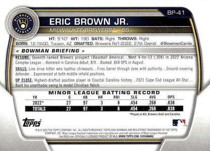 2023 Bowman Prospects Eric Brown Jr. BP-41 Milwaukee Brewers