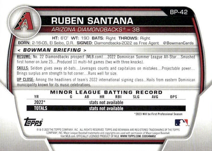 2023 Bowman Prospects 1st Bowman Ruben Santana FBC BP-42 Arizona Diamondbacks