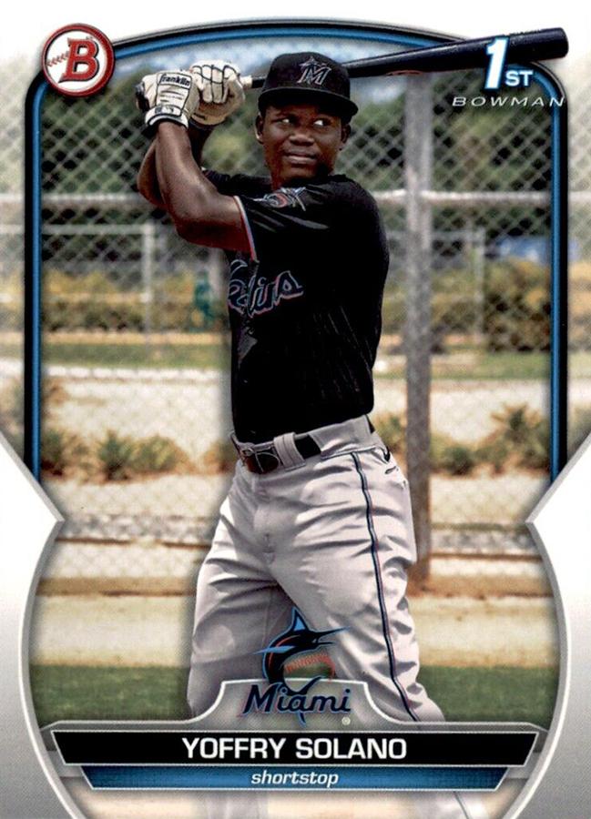 2023 Bowman Prospects 1st Bowman Yoffry Solano FBC BP-72 Miami Marlins