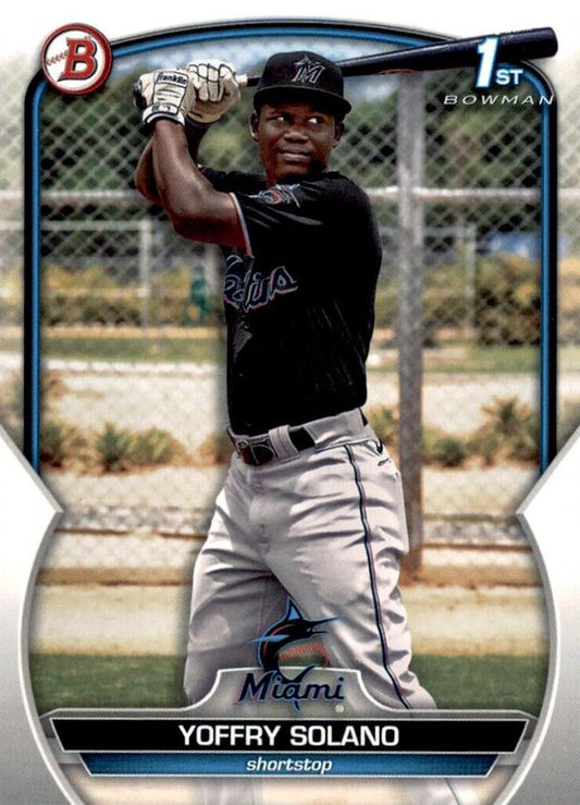 2023 Bowman Prospects 1st Bowman Yoffry Solano FBC BP-72 Miami Marlins