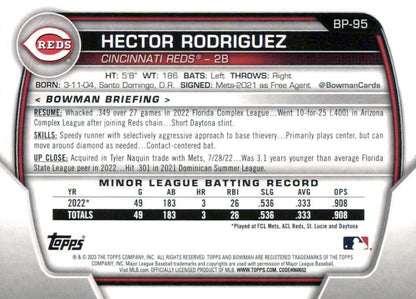 2023 Bowman Prospects 1st Bowman Hector Rodriguez FBC BP-95 Cincinnati Reds