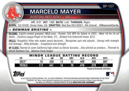 2023 Bowman Prospects Marcelo Mayer BP-107 Boston Red Sox