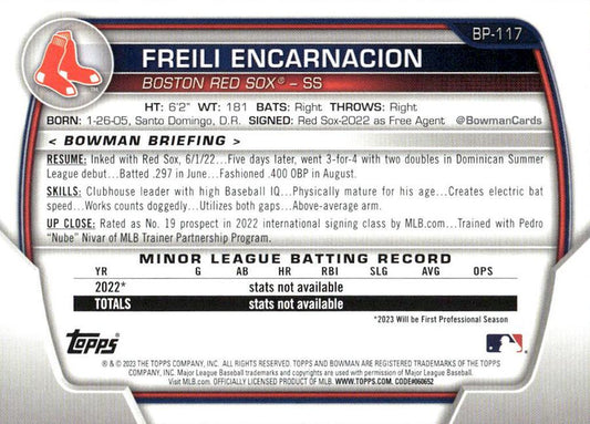 2023 Bowman Prospects 1st Bowman Freili Encarnacion FBC BP-117 Boston Red Sox