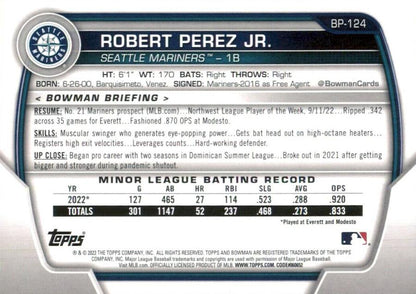 2023 Bowman Prospects 1st Bowman Robert Perez Jr. FBC BP-124 Seattle Mariners