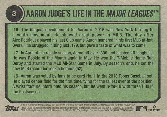 2023 Topps Heritage Aaron Judge #3 New York Yankees