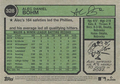 2023 Topps Heritage Alec Bohm #328 Philadelphia Phillies