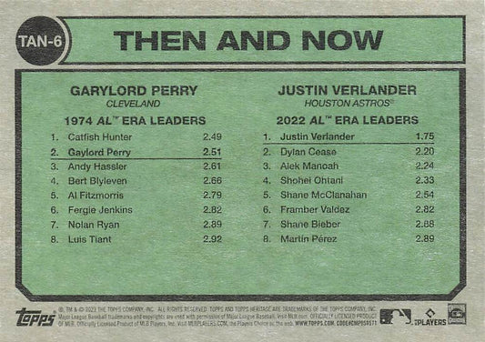 2023 Topps Heritage Then and Now Garylord Perry / Justin Verlander  TAN-6 Houston Astros