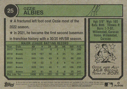 2023 Topps Heritage Chrome Ozzie Albies  #25 Atlanta Braves
