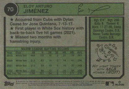 2023 Topps Heritage Chrome Eloy Jimenez #70 Chicago White Sox