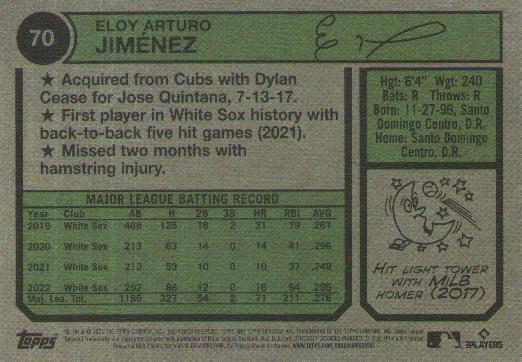 2023 Topps Heritage Chrome Eloy Jimenez #70 Chicago White Sox
