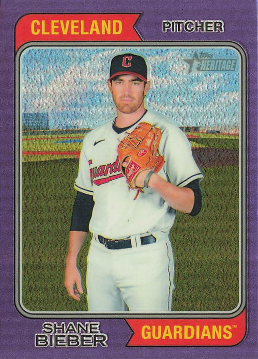 2023 Topps Heritage Chrome Shane Bieber  #83 Cleveland Guardians