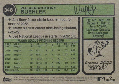 2023 Topps Heritage Chrome Walker Buehler  #348 Los Angeles Dodgers