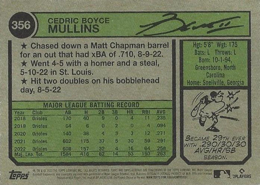 2023 Topps Heritage Chrome Cedric Mullins  #356 Baltimore Orioles