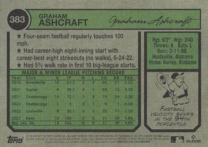 2023 Topps Heritage Chrome Graham Ashcraft  #383 Cincinnati Reds