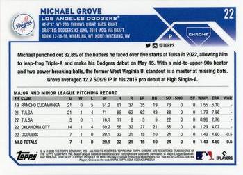 2023 Topps Chrome Michael Grove RC #22 Los Angeles Dodgers