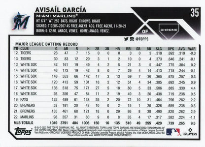 2023 Topps Chrome Avisail Garcia #35 Miami Marlins