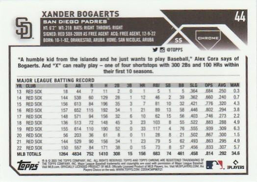 2023 Topps Chrome Xander Bogaerts #44 San Diego Padres