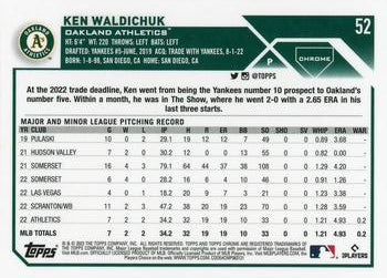 2023 Topps Chrome Ken Waldichuk RC #52 Oakland Athletics