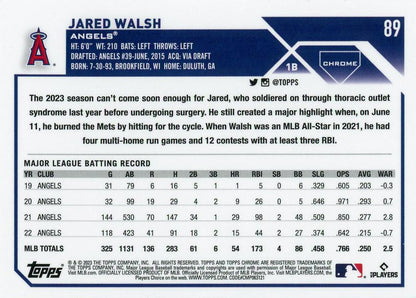 2023 Topps Chrome Jared Walsh #89 Los Angeles Angels