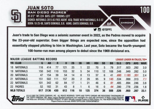 2023 Topps Chrome Juan Soto #100 San Diego Padres