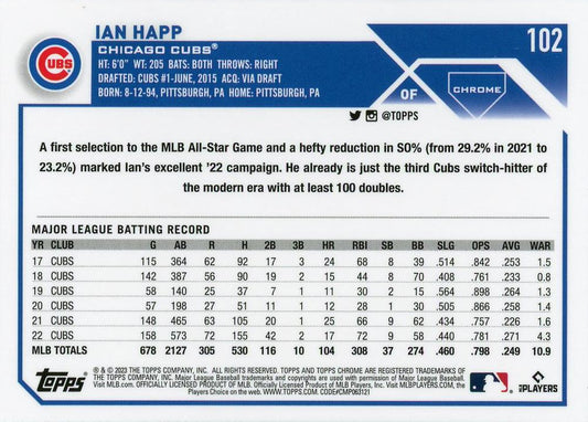 2023 Topps Chrome Ian Happ #102 Chicago Cubs