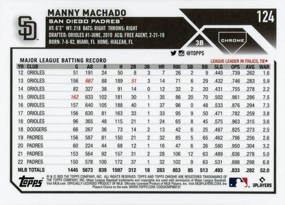 2023 Topps Chrome Manny Machado #124 San Diego Padres