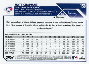 2023 Topps Chrome Matt Chapman #158 Toronto Blue Jays