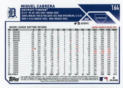 2023 Topps Chrome Miguel Cabrera #164 Detroit Tigers