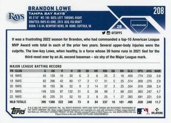 2023 Topps Chrome Brandon Lowe #208 Tampa Bay Rays