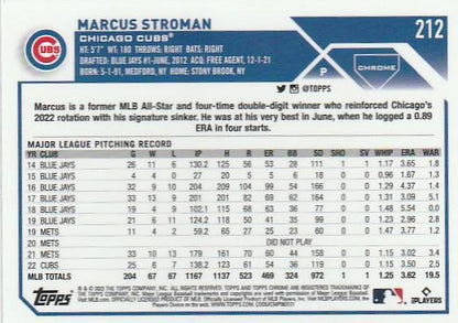 2023 Topps Chrome Marcus Stroman #212 Chicago Cubs