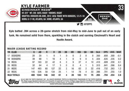 2023 Topps Gold Star Kyle Farmer #33 Cincinnati Reds