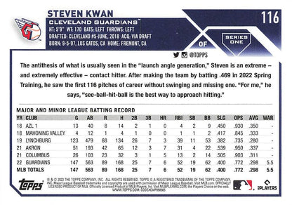 2023 Topps Gold Star Steven Kwan #116 Cleveland Guardians