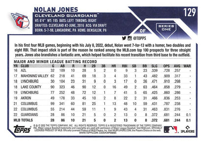 2023 Topps Gold Star Nolan Jones Rookie #129 Cleveland Guardians