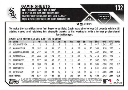 2023 Topps Gold Star Gavin Sheets #132 Chicago White Sox