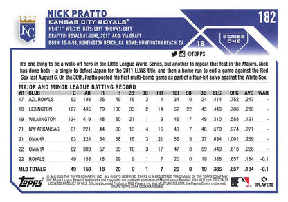 2023 Topps Gold Star Nick Pratto Rookie #182 Kansas City Royals