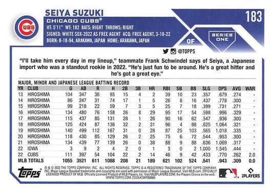 2023 Topps Gold Star Seiya Suzuki #183 Chicago Cubs