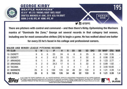 2023 Topps Gold Star George Kirby Future Stars #195 Seattle Mariners