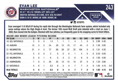 2023 Topps Gold Star Evan Lee Rookie #243 Washington Nationals