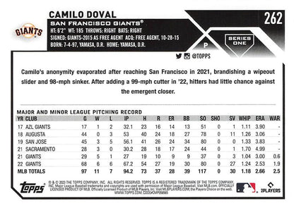 2023 Topps Gold Star Camilo Doval #262 San Francisco Giants