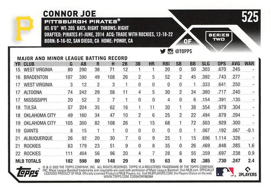 2023 Topps Gold Star Gold Star Connor Joe #525 Pittsburgh Pirates