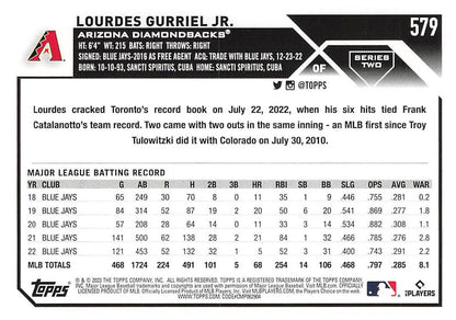 2023 Topps Gold Star Gold Star Lourdes Gurriel Jr. #579 Arizona Diamondbacks