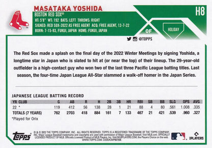 2023 Topps Holiday Masataka Yoshida RC H8 Boston Red Sox