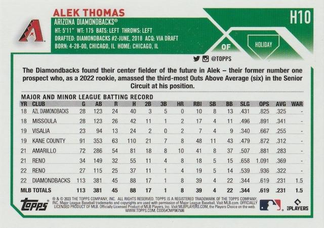 2023 Topps Holiday Alek Thomas H10 Arizona Diamondbacks