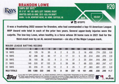 2023 Topps Holiday Brandon Lowe H20 Tampa Bay Rays