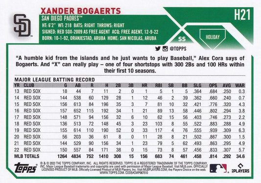 2023 Topps Holiday Xander Bogaerts H21 San Diego Padres