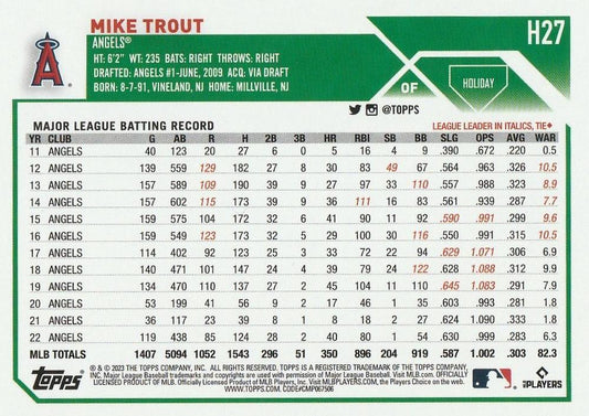 2023 Topps Holiday Mike Trout H27 Los Angeles Angels