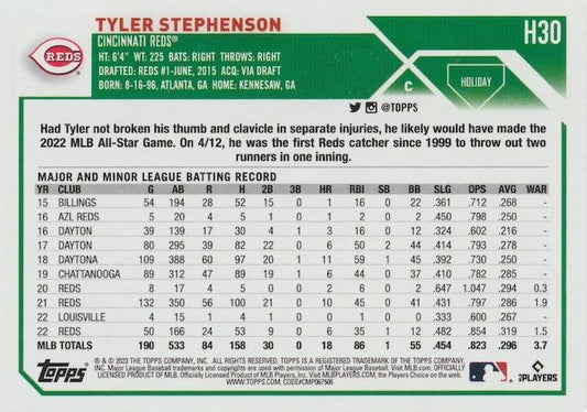 2023 Topps Holiday Tyler Stephenson H30 Cincinnati Reds