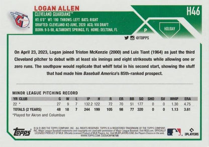 2023 Topps Holiday Logan Allen RC H46 Cleveland Guardians